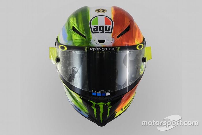 Capacete de Valentino Rossi, Yamaha Factory Racing, GP da Itália 2019