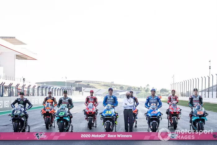 Los 9 ganadores de: 2020: Viñales, Binder, Morbidelli, Dovizioso, Mir, Oliveira, Rins, Petrucci y Quartararo