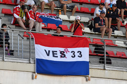 Max Verstappen, Red Bull Racing fans and banner