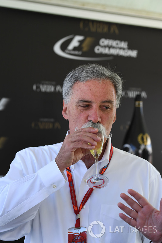 Chase Carey, Director Ejecutivo y Presidente Ejecutivo de la Formula One Group en la Carbon Champagne recepción para medios