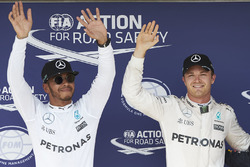 Polesitter Nico Rosberg, Mercedes AMG F1, 2. Platz Lewis Hamilton, Mercedes AMG F1