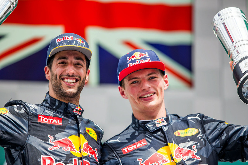 Podium: 2. Daniel Ricciardo, Red Bull Racing; 3. Max Verstappen, Red Bull Racing