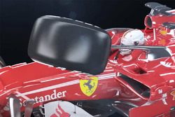 Representación de un neumático impactando con el Ferrari de Sebastian Vettel