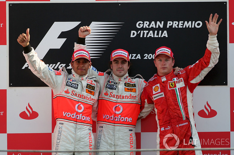 2007: 1. Фернандо Алонсо, 2. Льюис Хэмилтон, 3. Кими Райкконен