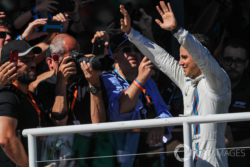 Felipe Massa, Williams celebra su última carrera brasileña en el podio