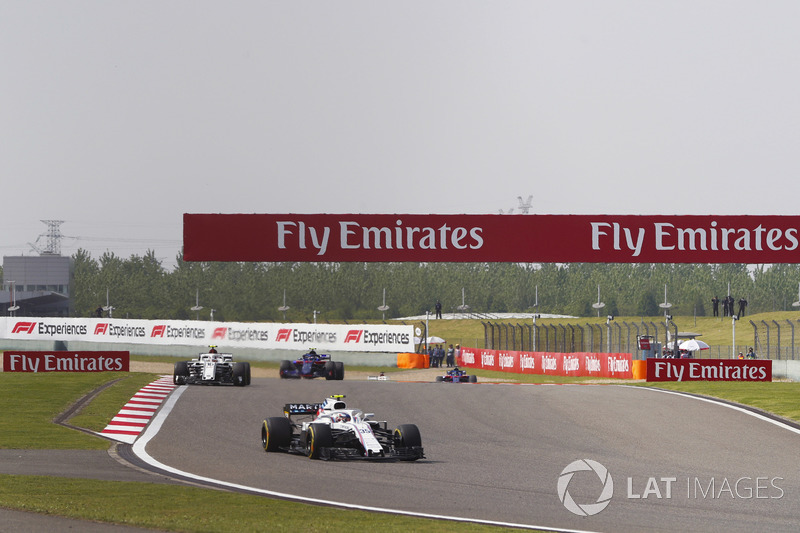 Sergey Sirotkin, Williams FW41 Mercedes, Charles Leclerc, Sauber C37 Ferrari, and Brendon Hartley, Toro Rosso STR13 Honda