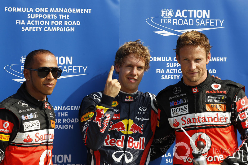 Pole de Sebastian Vettel, Red Bull Racing, Lewis Hamilton, McLaren y Jenson Button, McLaren