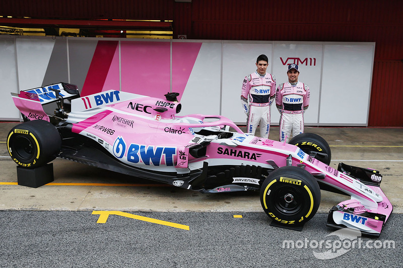 Esteban Ocon, Sahara Force India F1 and Sergio Perez, Sahara Force India