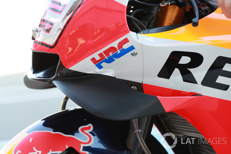 Detalle de la moto de Marc Marquez, Repsol Honda Team