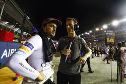Fernando Alonso, McLaren, talks to his race engineer