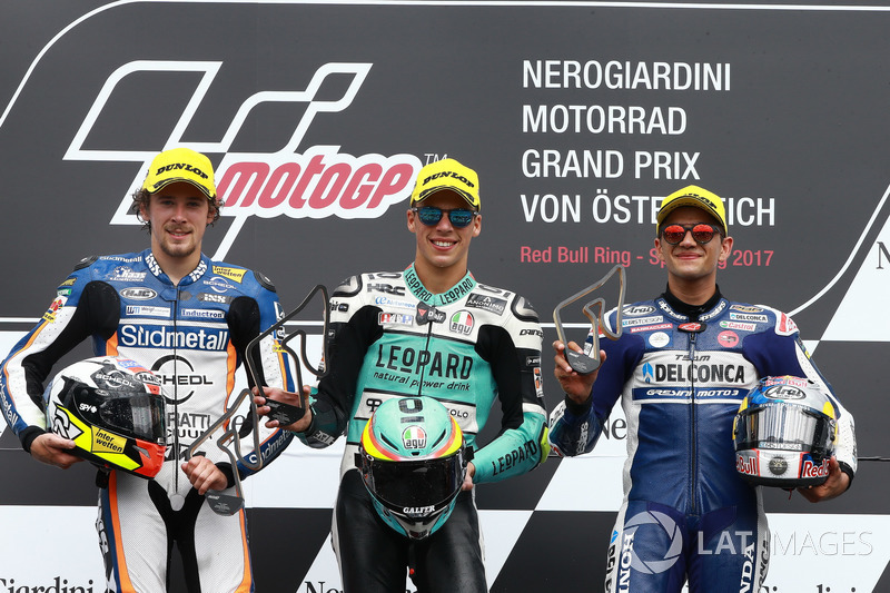 Podio: Philipp Ottl, Schedl GP Racing, Joan Mir, Leopard Racing, Jorge Martin, Del Conca Gresini Racing Moto3