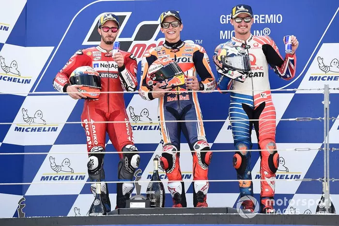 #52 Marc Marquez, Repsol Honda Team, second place Andrea Dovizioso, Ducati Team, third place Jack Miller, Pramac Racing