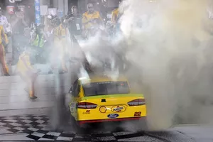 Joey Logano, Team Penske, Ford Fusion Shell Pennzoil celebrates his Championship