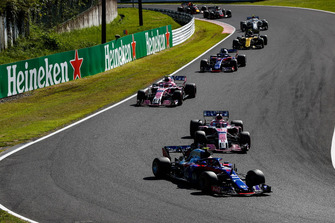 Pierre Gasly, Scuderia Toro Rosso STR13, Sergio Perez, Racing Point Force India VJM11, Esteban Ocon, Racing Point Force India VJM11, Brendon Hartley, Toro Rosso STR13, Carlos Sainz Jr., Renault Sport F1 Team R.S. 18
