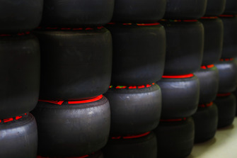 Stacks of Pirelli tyres