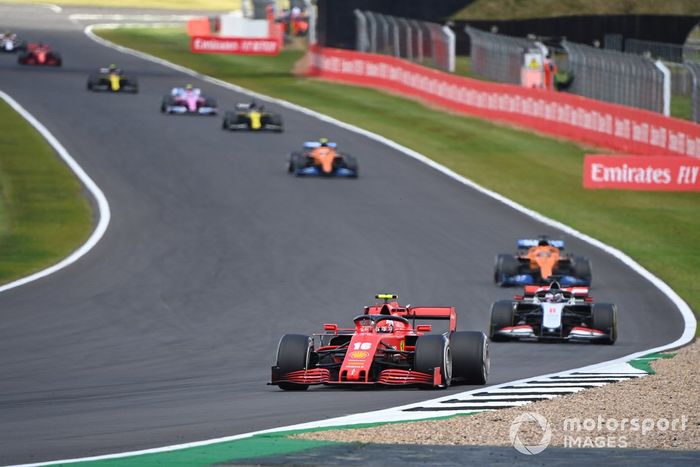 Charles Leclerc, Ferrari SF1000, Romain Grosjean, Haas VF-20, Carlos Sainz Jr., McLaren MCL35, Lando Norris, McLaren MCL35