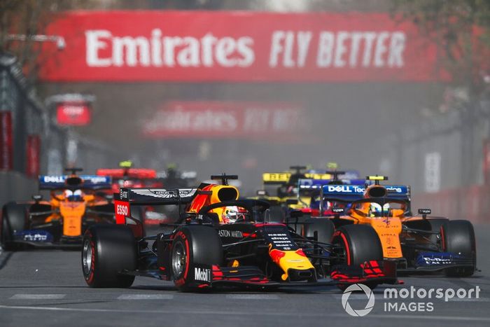 Max Verstappen, Red Bull Racing RB15, Lando Norris, McLaren MCL34, Daniil Kvyat, Toro Rosso STR14, Carlos Sainz Jr., McLaren MCL34