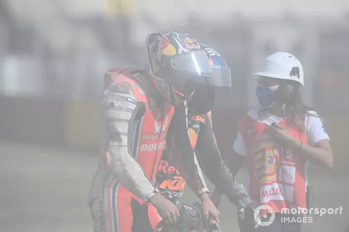 Caída de Jack Miller, Pramac Racing y Brad Binder, Red Bull KTM Factory Racing 