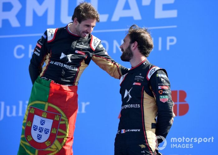 Podio: ganador de la carrera  Antonio Felix da Costa, DS Techeetah celebra con el tercer lugar Jean-Eric Vergne, DS Techeetah