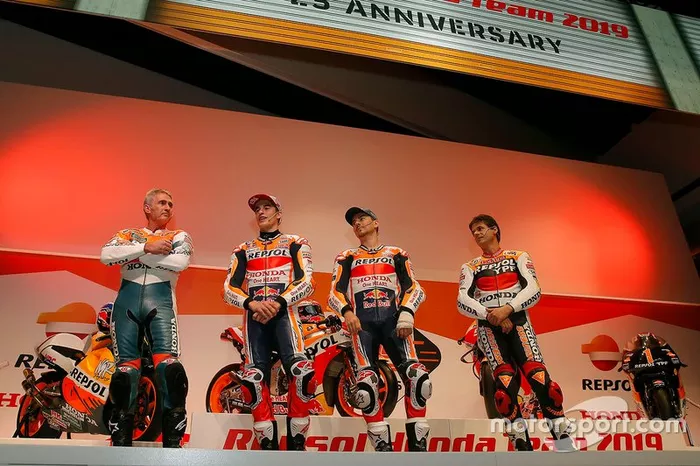 Mick Doohan, Alex Criville, Marc Márquez y Jorge Lorenzo, Repsol Honda Team
