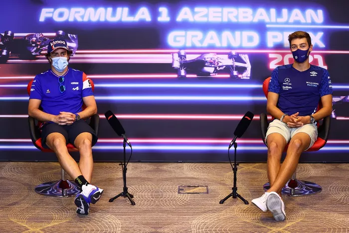 Fernando Alonso, Alpine Y George Russell, Williams en la conferencia de prensa