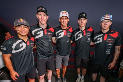 Takamoto Katsuta, Toyota Gazoo Racing WRT, Elfyn Evans, Toyota Gazoo Racing WRT, Sébastien Ogier, Toyota Gazoo Racing WRT, Sami Pajari, Toyota Gazoo Racing WRT, Kalle Rovanperä, Toyota Gazoo Racing WRT.
