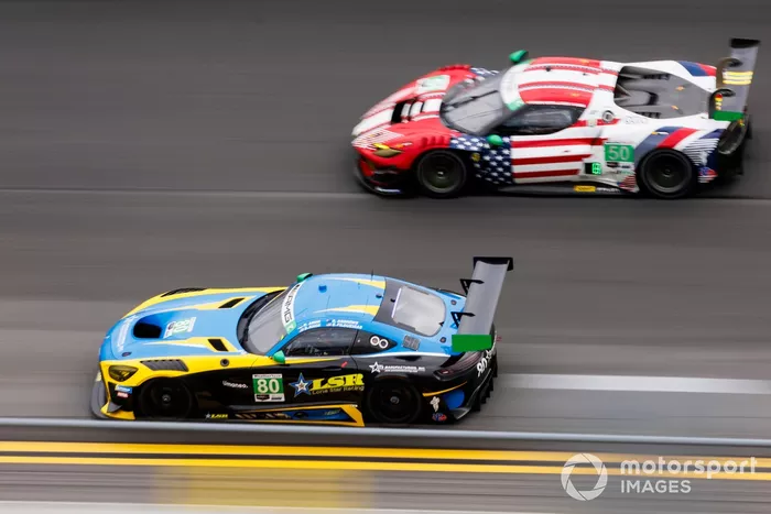 #80 Lone Star Racing Mercedes-AMG GT3: Dan Knox, Scott Andrews, Eric Filgueiras, Ralf Aron, #60 Acura Meyer Shank Racing w/Curb Agajanian Acura ARX-06: Tom Blomqvist, Colin Braun, Scott Dixon, Felix Rosenqvist