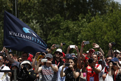 Fans fly the Williams F1 team flag