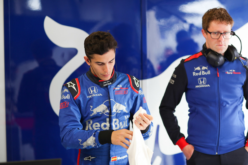 Marc Marquez, tests the Toro Rosso F1 car