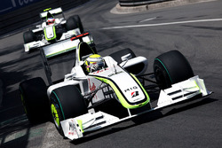 Jenson Button, Brawn Grand Prix BGP 001 leads Rubens Barrichello, Brawn Grand Prix BGP 001