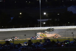 Denny Hamlin, Joe Gibbs Racing, Toyota Camry FedEx Cares, Jimmie Johnson, Hendrick Motorsports, Chevrolet Camaro Lowe's for Pros, Clint Bowyer, Stewart-Haas Racing, Chevrolet Camaro Haas 30 Years of the VF1 and Chase Elliott, Hendrick Motorsports, Chevrolet Camaro Hooters big wreck