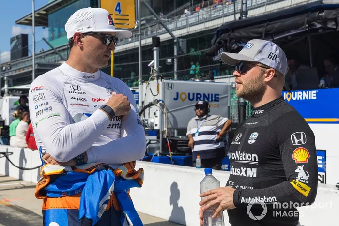 Graham Rahal, Rahal Letterman Lanigan Racing Honda, Felix Rosenqvist, Meyer Shank Racing Honda