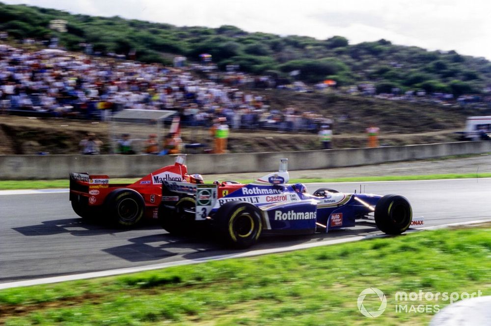 Verstappen's career hasn't featured the same degree of controversial incidents of Schumacher - pictured in his infamous clash with Jacques Villeneuve at Jerez in 1997