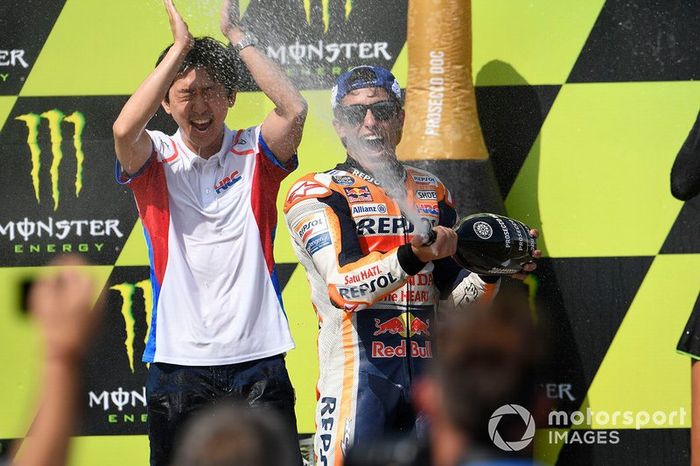 Podio: Marc Márquez, ganador de la carrera, Repsol Honda Team