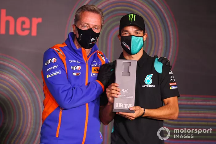 Franco Morbidelli, Petronas Yamaha SRT con Herve Poncharal, presidente del IRTA 