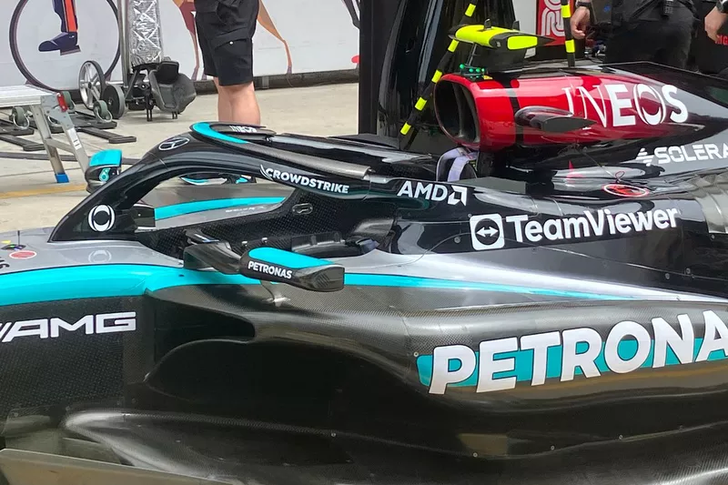 Détail du halo de la Mercedes F1 W15