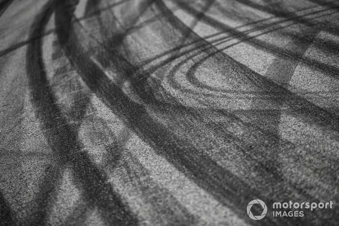 Tyre marks on the track