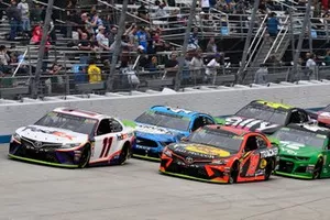 Denny Hamlin, Joe Gibbs Racing, Toyota Camry FedEx Express and Martin Truex Jr., Joe Gibbs Racing, Toyota Camry Bass Pro Shops