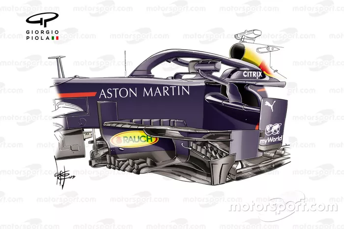 Red Bull RB15 new bargeboard, Russian GP