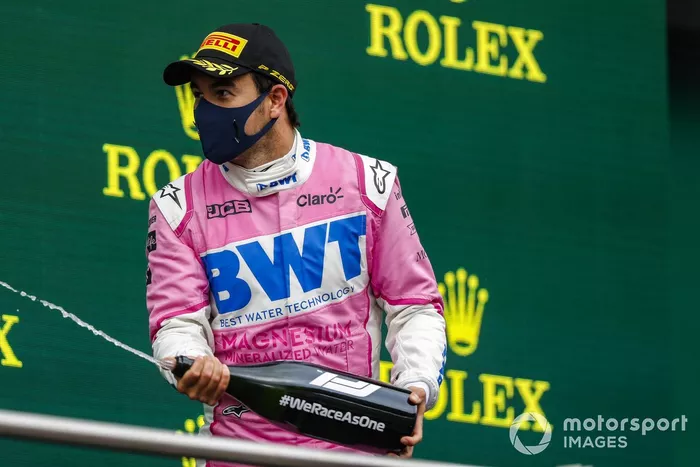 Podio: segundo lugar Sergio Pérez, Racing Point