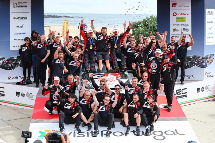 Podium: Winners Sébastien Ogier, Vincent Landais, Toyota Gazoo Racing WRT Toyota GR Yaris Rally1 with the team