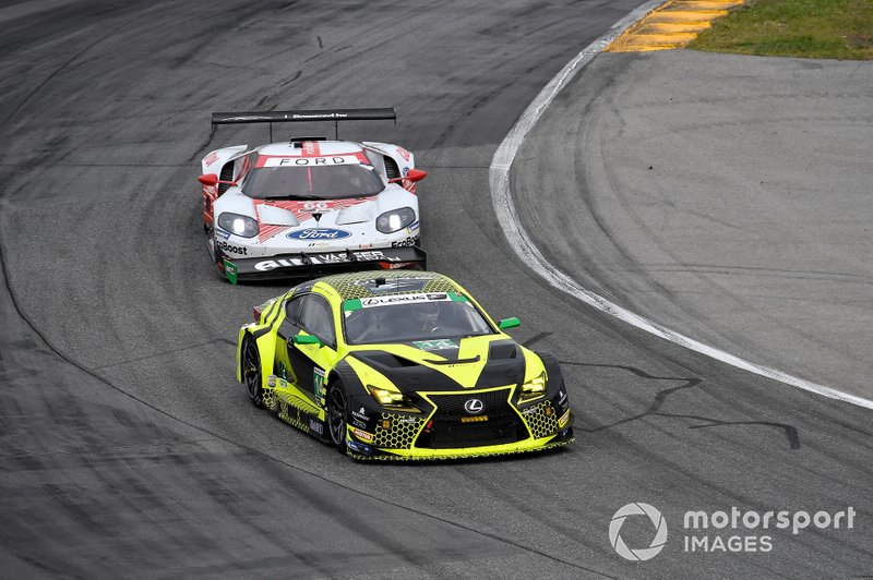 #14 AIM Vasser Sullivan Lexus RC F GT3, GTD: Richard Heistand, Jack Hawksworth, Austin Cindric, Nick Cassidy, #66 Ford Chip Ganassi Racing Ford GT, GTLM: Joey Hand, Dirk Müller, Sebastien Bourdais