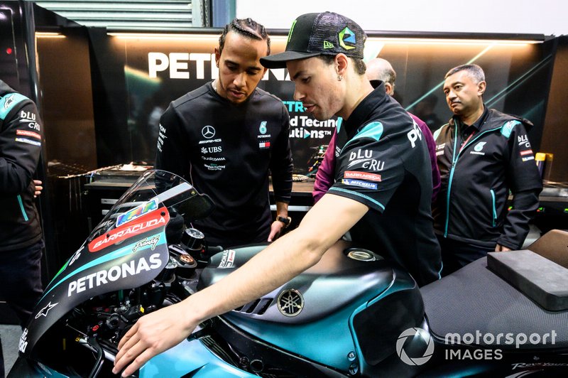 Franco Morbidelli, Petronas Yamaha SRT with Lewis Hamilton