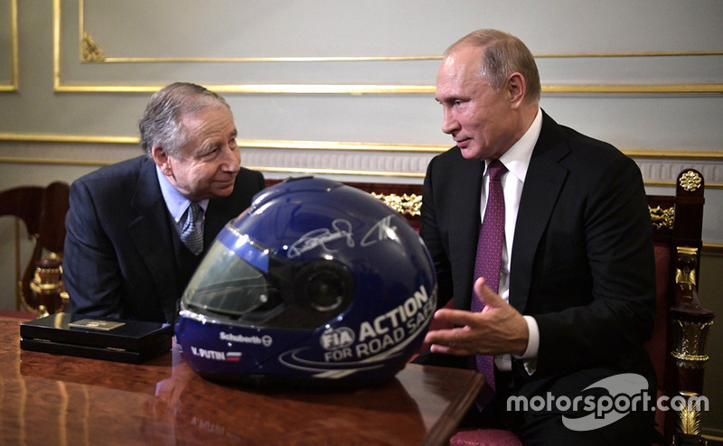 Vladimir Putin, presidente de Rusia, y Jean Todt, presidente de la FIA
