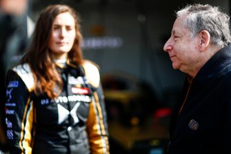 Jean Todt, FIA President talks to Tatiana Calderon, DS TECHEETAH