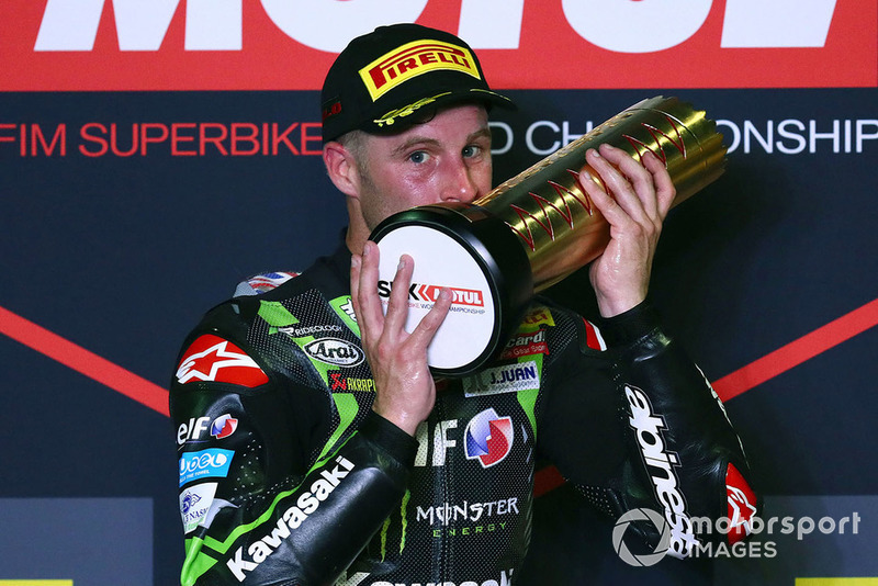 Podium: race winner Jonathan Rea, Kawasaki Racing