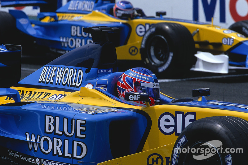 Jenson Button, Renault R202, avec Jarno Trulli