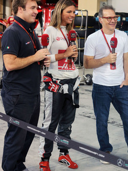 Давіде Вальсеккі, журналіст Sky F1 Italia та Федеріка Масолін, журналіст Sky F1 Italia та Жак Вільнь