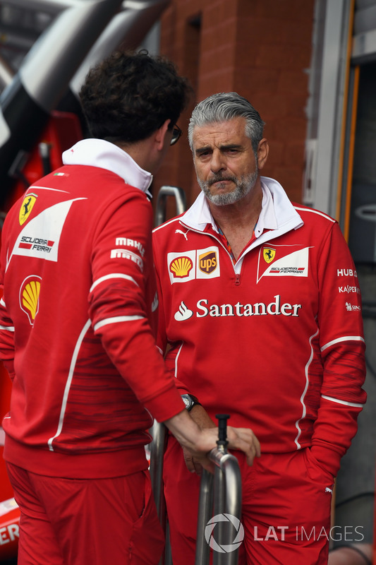 Maurizio Arrivabene, Ferrari Team Principal and Mattia Binotto, Ferrari Chief Technical Officer