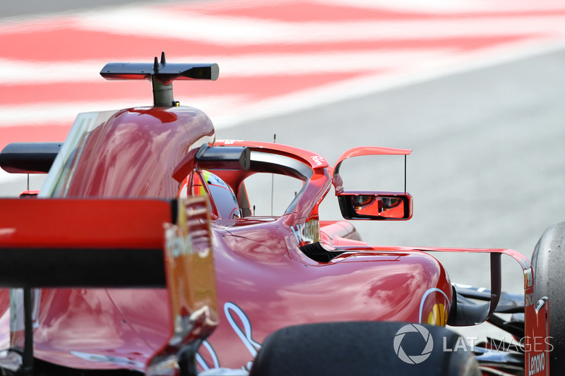 Sebastian Vettel, Ferrari SF71H with mirror on halo